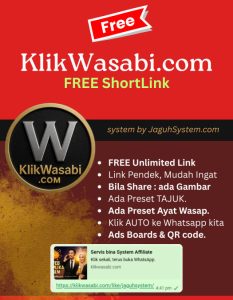 KlikWasabi.com – sistem shortlink WhatsApp pintar