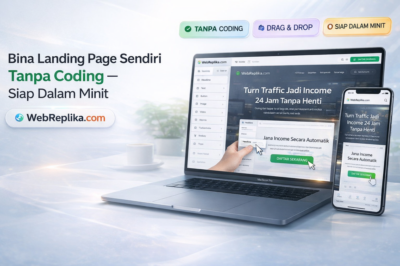 WebReplika.com – Landing Page DIY siap 10 minit